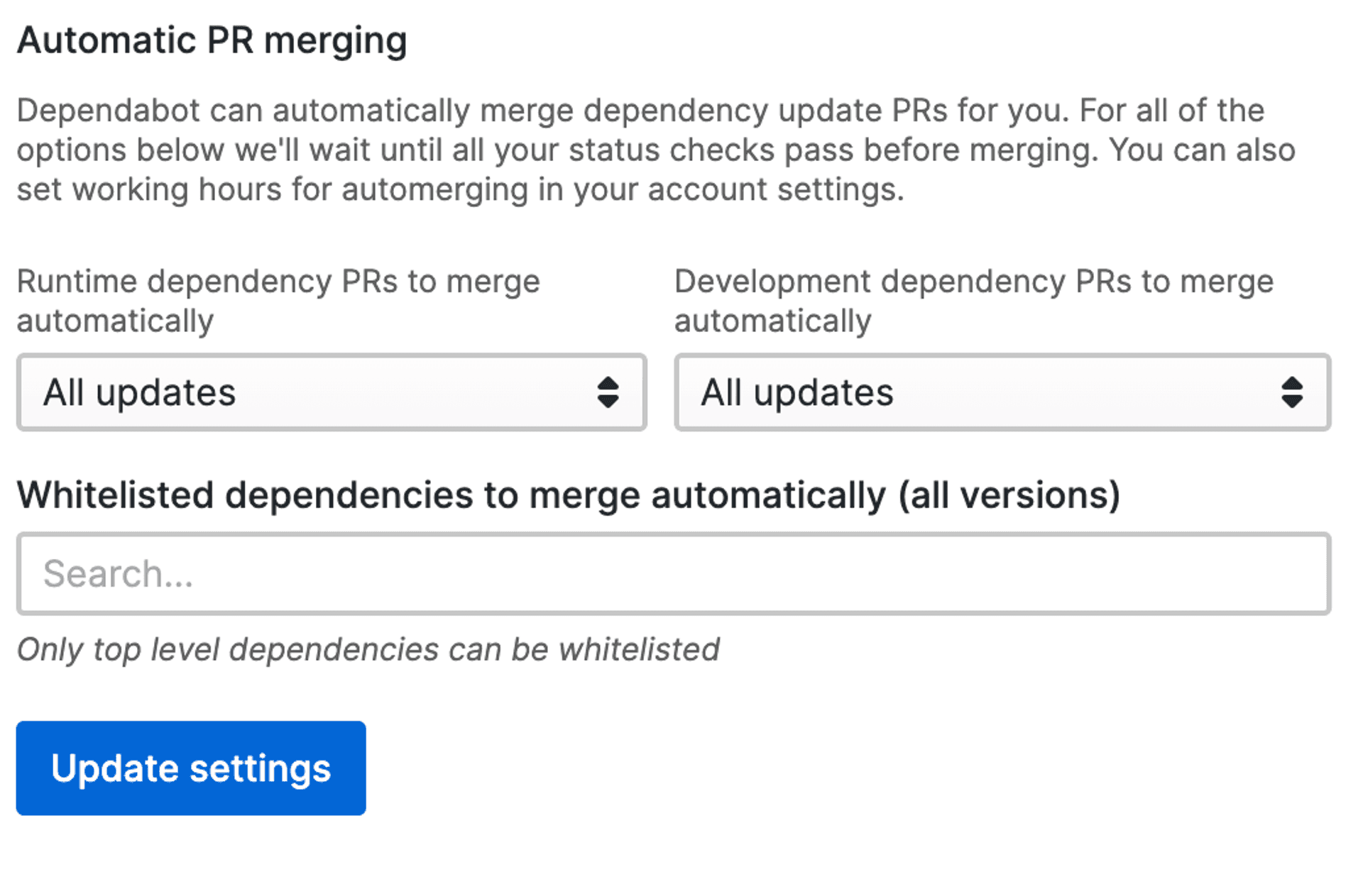 Automatic Merge Settings